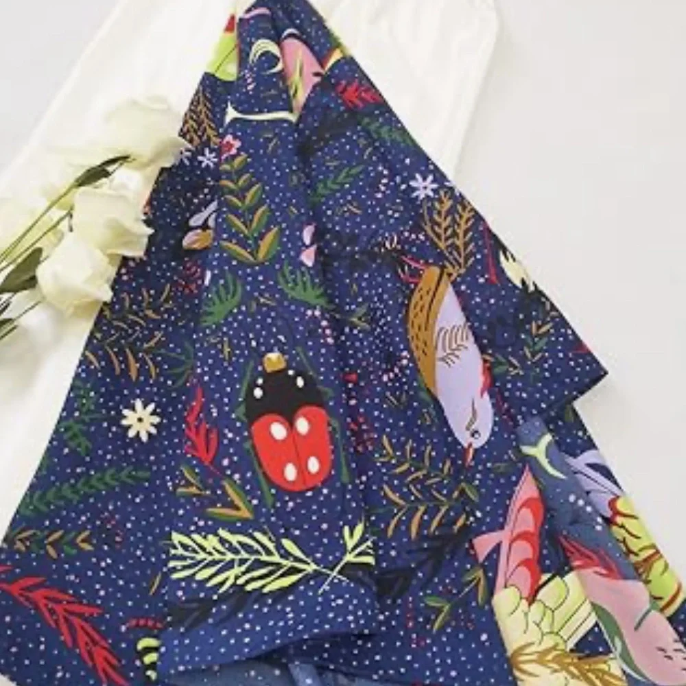 Silk Bird Print Head Scarf 35